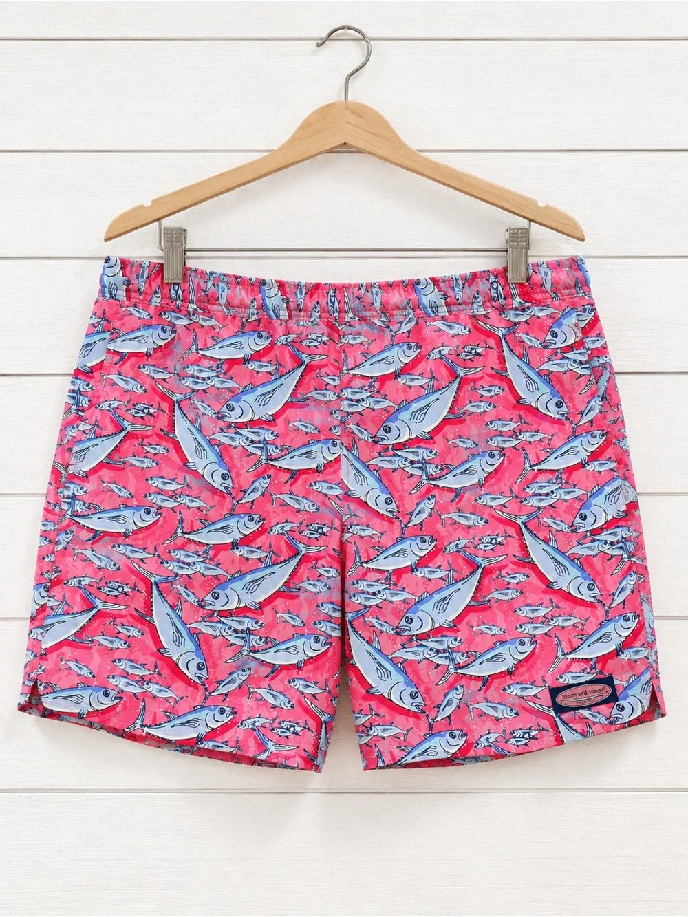 Vineyard Vines Chappy Swim Trunks XL Pink Tuna Fish Print 7” Mesh Lined
